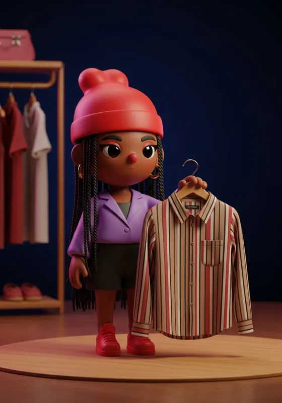 3D character shopping for clothes